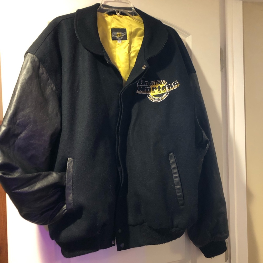 90’s Vintage Dr. Martens Varsity Jacket men’s XL / wool and leather coat